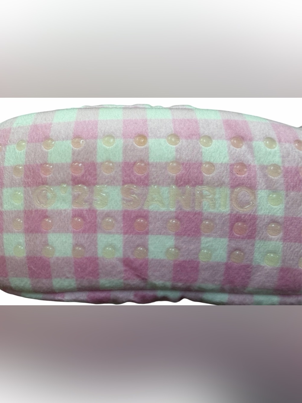 Keroppi 3D Pink Gingham Plush Slippers - Picture 3 of 5